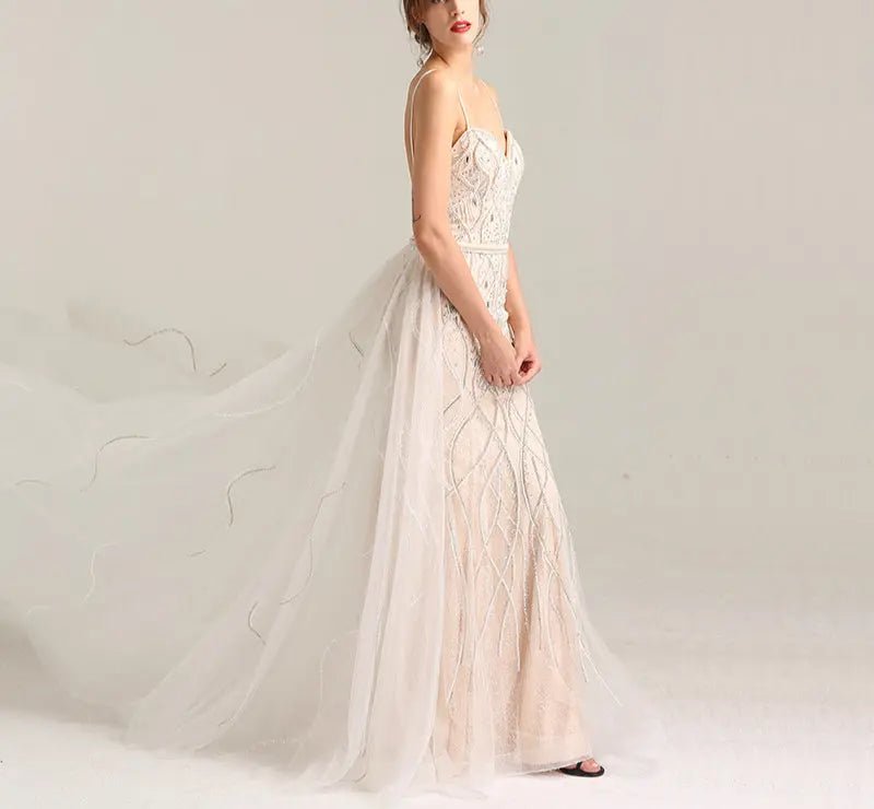 Luxury Pearls Crystal Mermaid Evening Gowns - Mscooco.co.uk