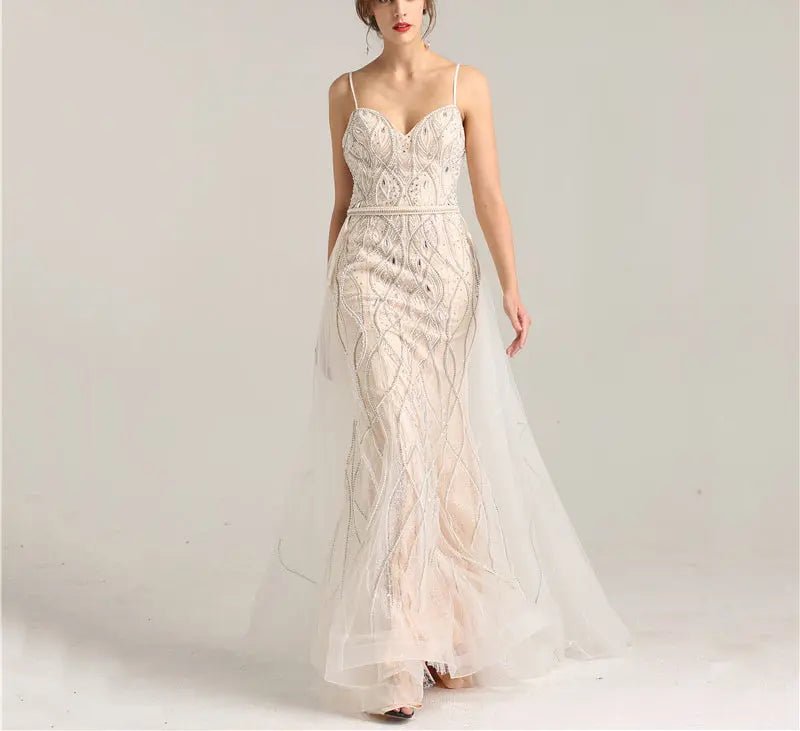 Luxury Pearls Crystal Mermaid Evening Gowns - Mscooco.co.uk