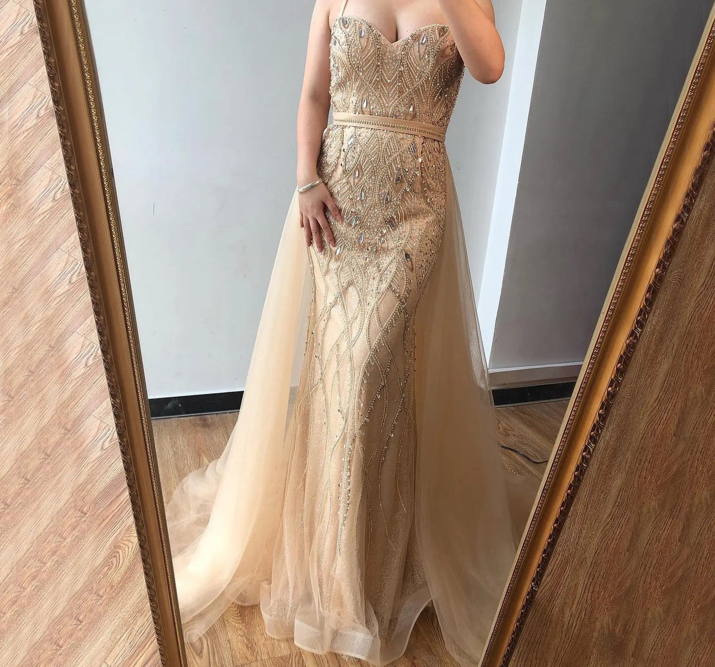 Luxury Pearls Crystal Mermaid Evening Gowns - Mscooco.co.uk