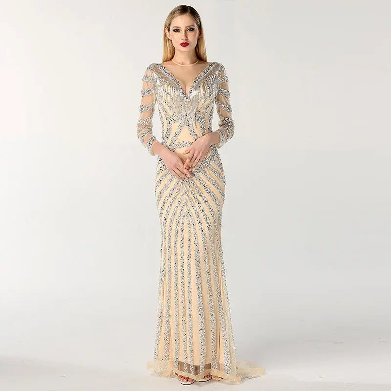 Lydia Beading Tassel Evening Gown - Mscooco.co.uk