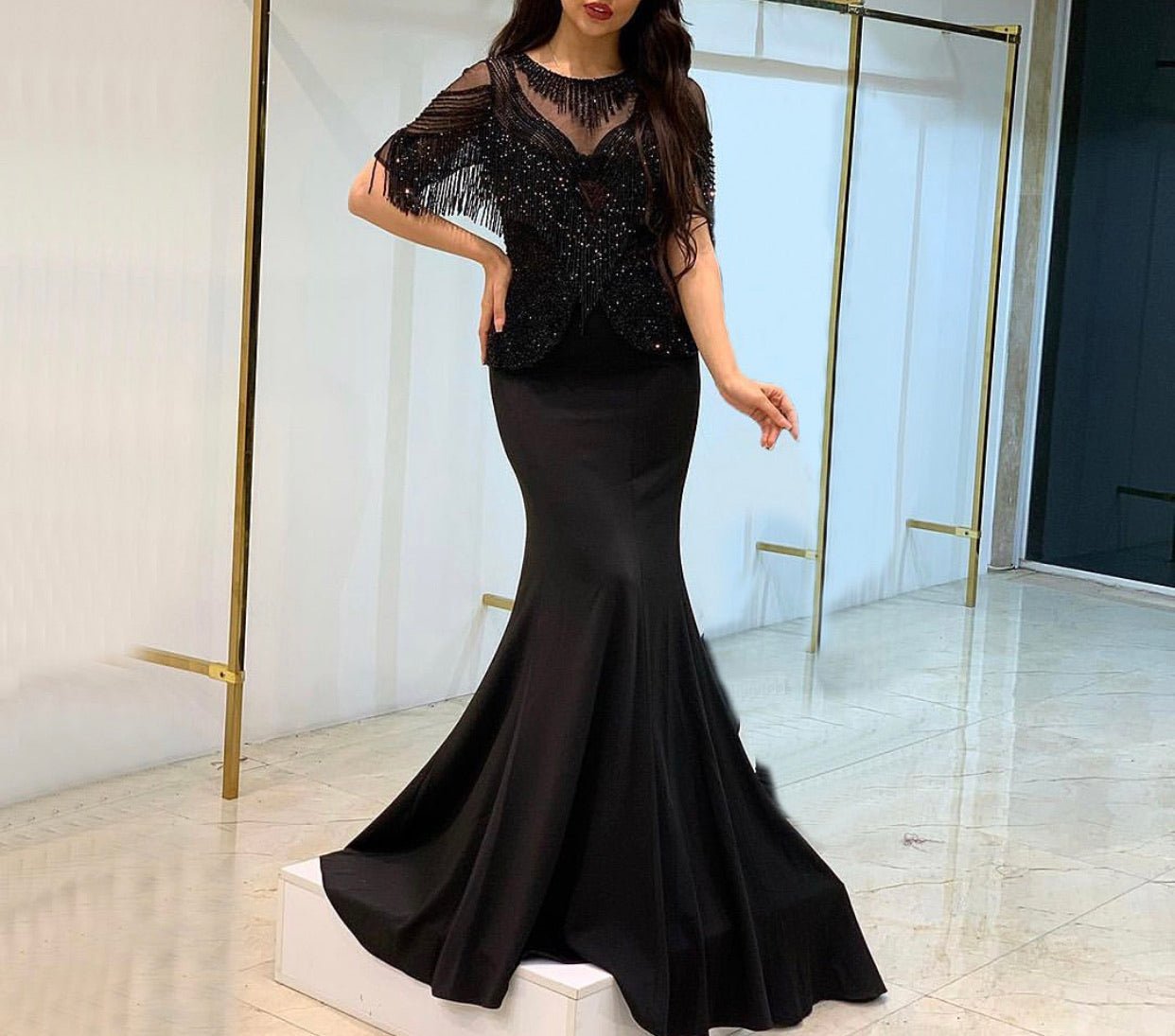 Mabel Tassel Beading Half Sleeves Mermaid Dress - Mscooco.co.uk