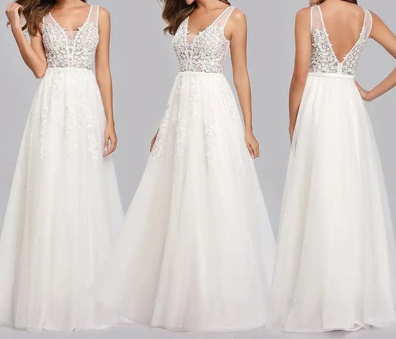 Maisie V-Neck Lace Maxi Dress - Mscooco.co.uk