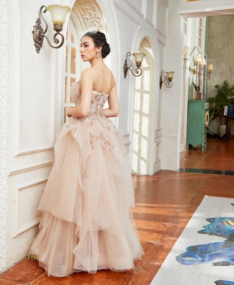 Manon Elegant A Line Tiered Evening Dress - Mscooco.co.uk