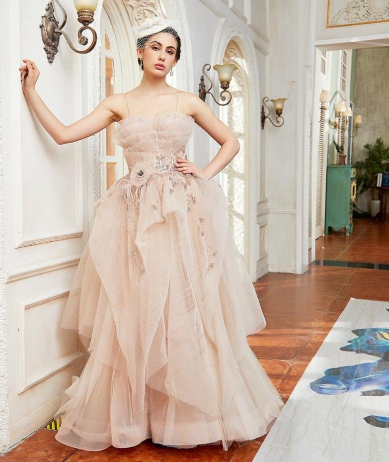 Manon Elegant A Line Tiered Evening Dress - Mscooco.co.uk