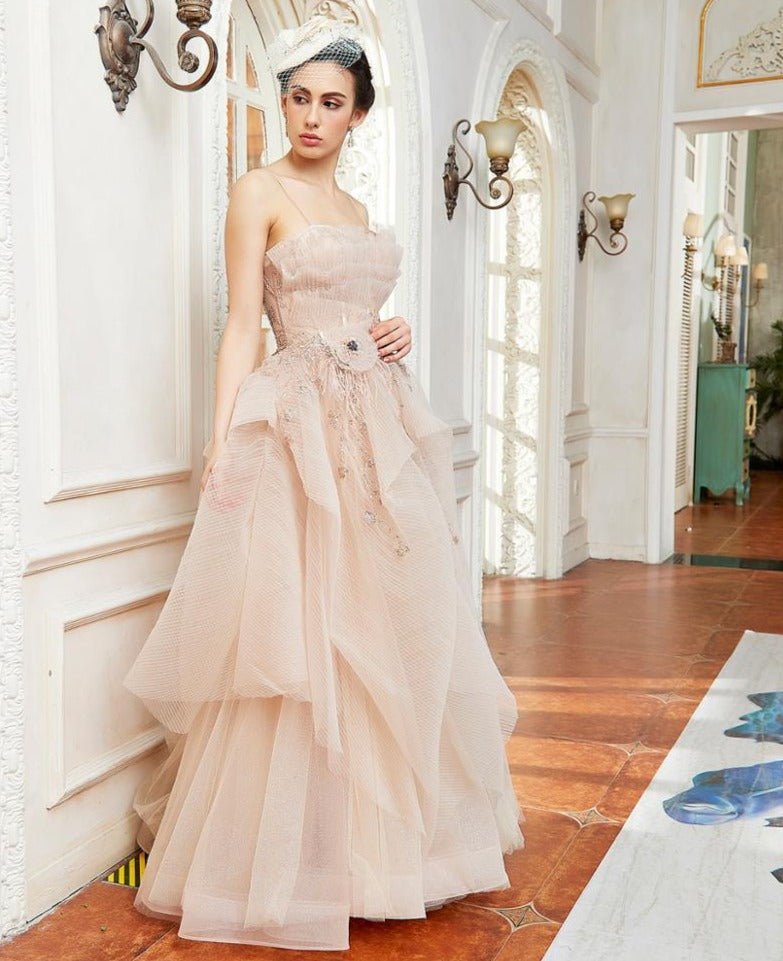 Manon Elegant A Line Tiered Evening Dress - Mscooco.co.uk