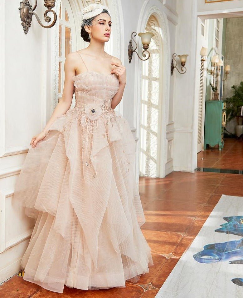 Manon Elegant A Line Tiered Evening Dress - Mscooco.co.uk