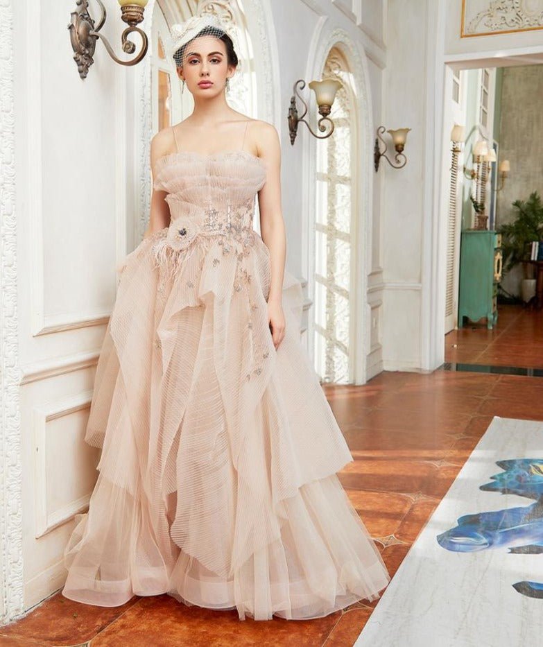 Manon Elegant A Line Tiered Evening Dress - Mscooco.co.uk