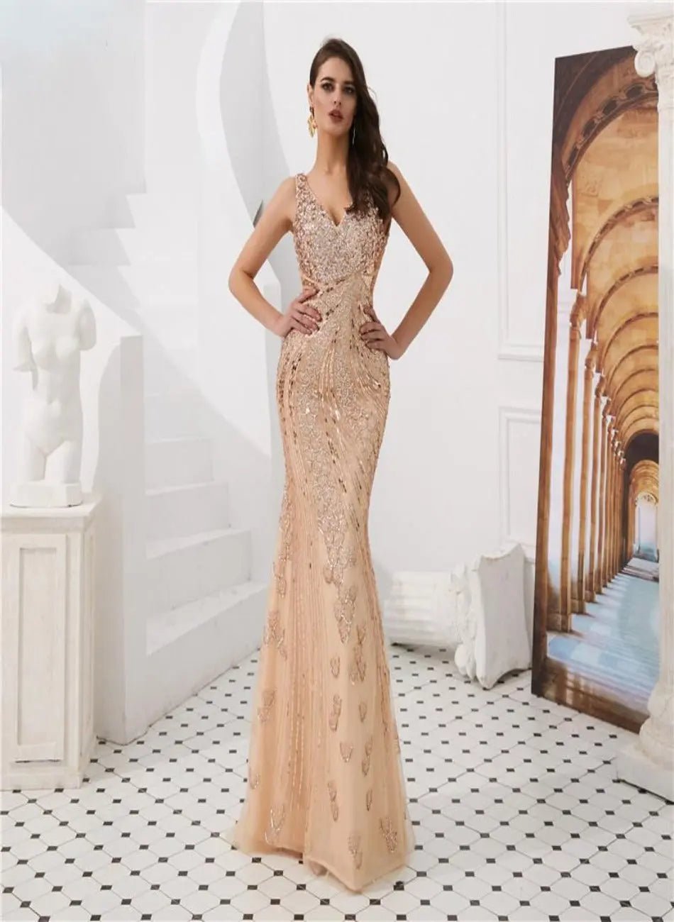 Megan Mermaid Beading Sequined Evening Dress - Mscooco.co.uk