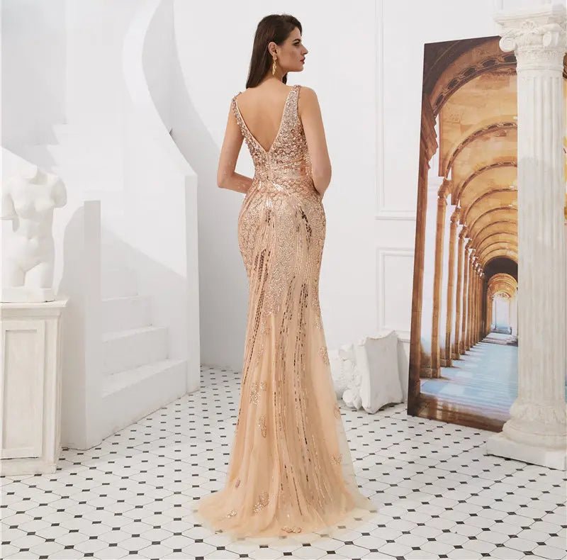 Megan Mermaid Beading Sequined Evening Dress - Mscooco.co.uk