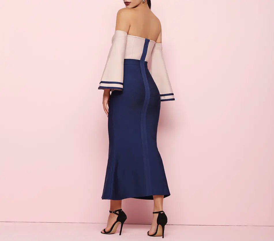 Mermiad Bodycon Bandage Flare Sleeve Midi Dress - Mscooco.co.uk