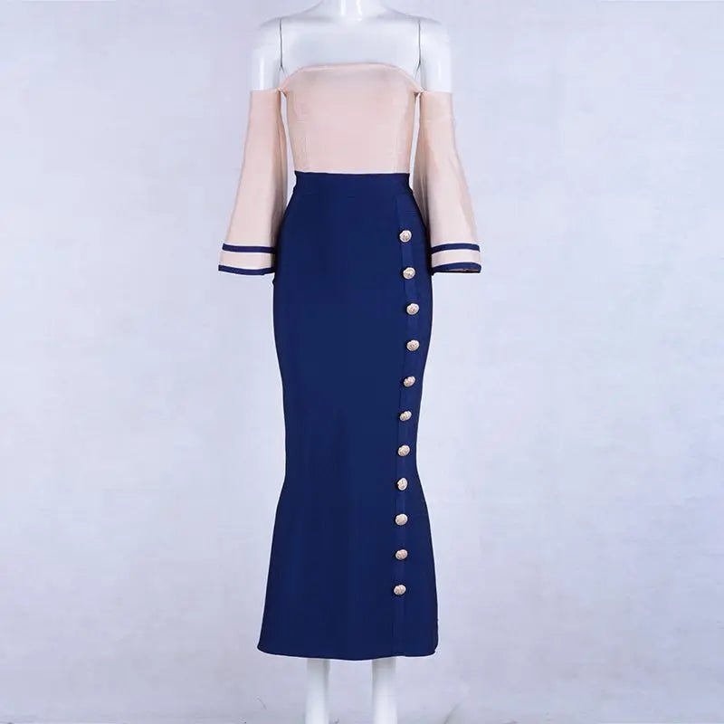 Mermiad Bodycon Bandage Flare Sleeve Midi Dress - Mscooco.co.uk