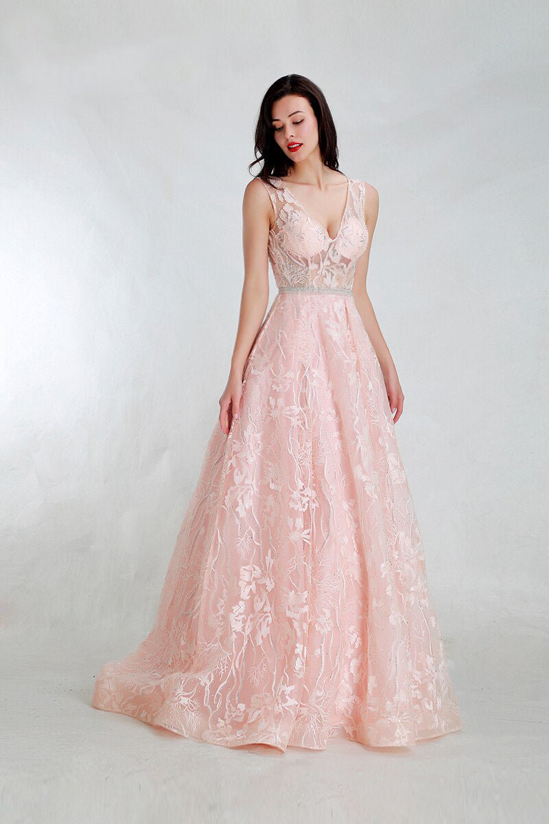 Nicole - Pink Embroidered Maxi Dress - Mscooco.co.uk