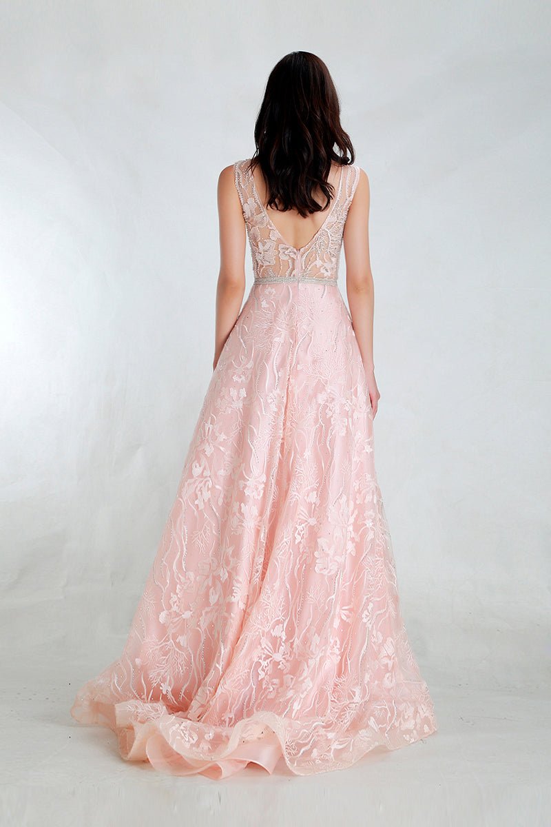 Nicole - Pink Embroidered Maxi Dress - Mscooco.co.uk
