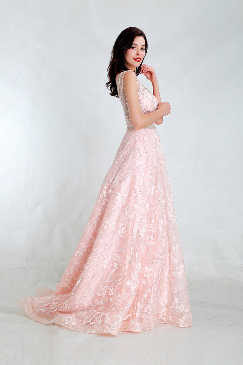 Nicole - Pink Embroidered Maxi Dress - Mscooco.co.uk