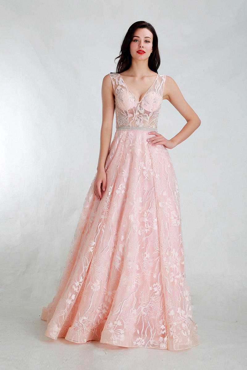 Nicole - Pink Embroidered Maxi Dress - Mscooco.co.uk