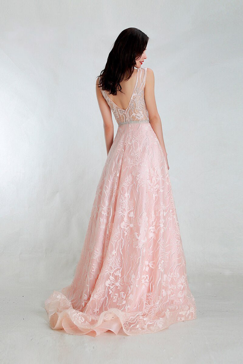 Nicole - Pink Embroidered Maxi Dress - Mscooco.co.uk