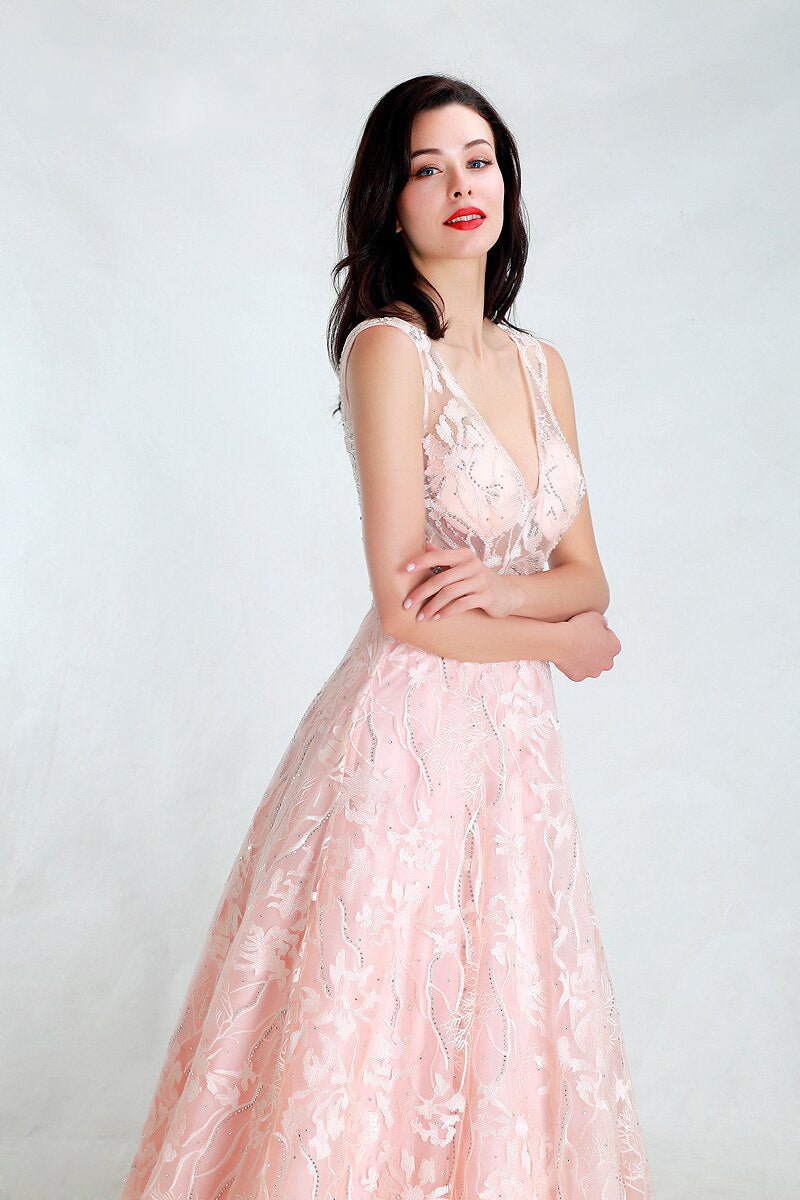 Nicole - Pink Embroidered Maxi Dress - Mscooco.co.uk