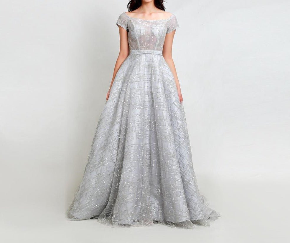 Nicollete Elegant Square Collar Sparkly Sequined Gown - Mscooco.co.uk