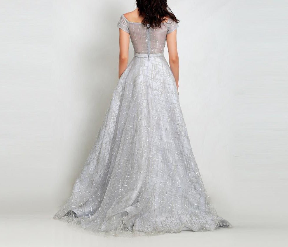 Nicollete Elegant Square Collar Sparkly Sequined Gown - Mscooco.co.uk