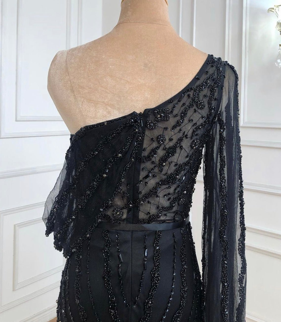One shoulder Beaded Sparkle Evening Gown - Mscooco.co.uk