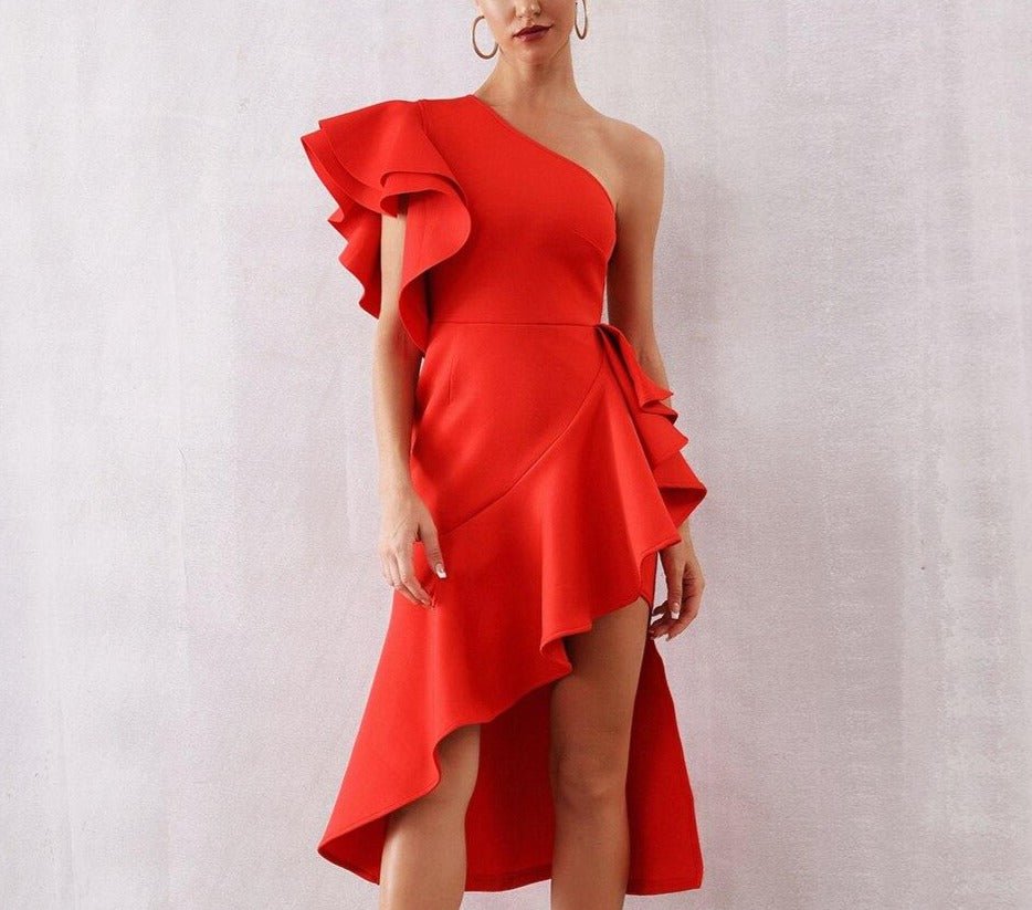 One Shoulder Celebrity Ruffles Mermaid Dress - Mscooco.co.uk