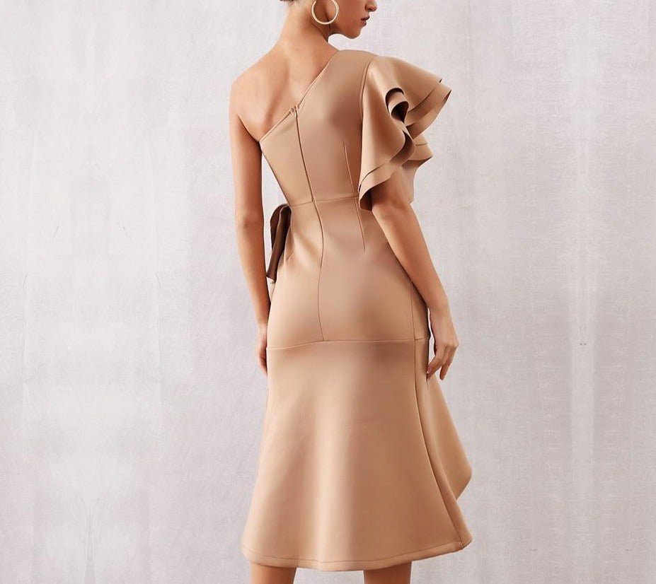 One Shoulder Celebrity Ruffles Mermaid Dress - Mscooco.co.uk