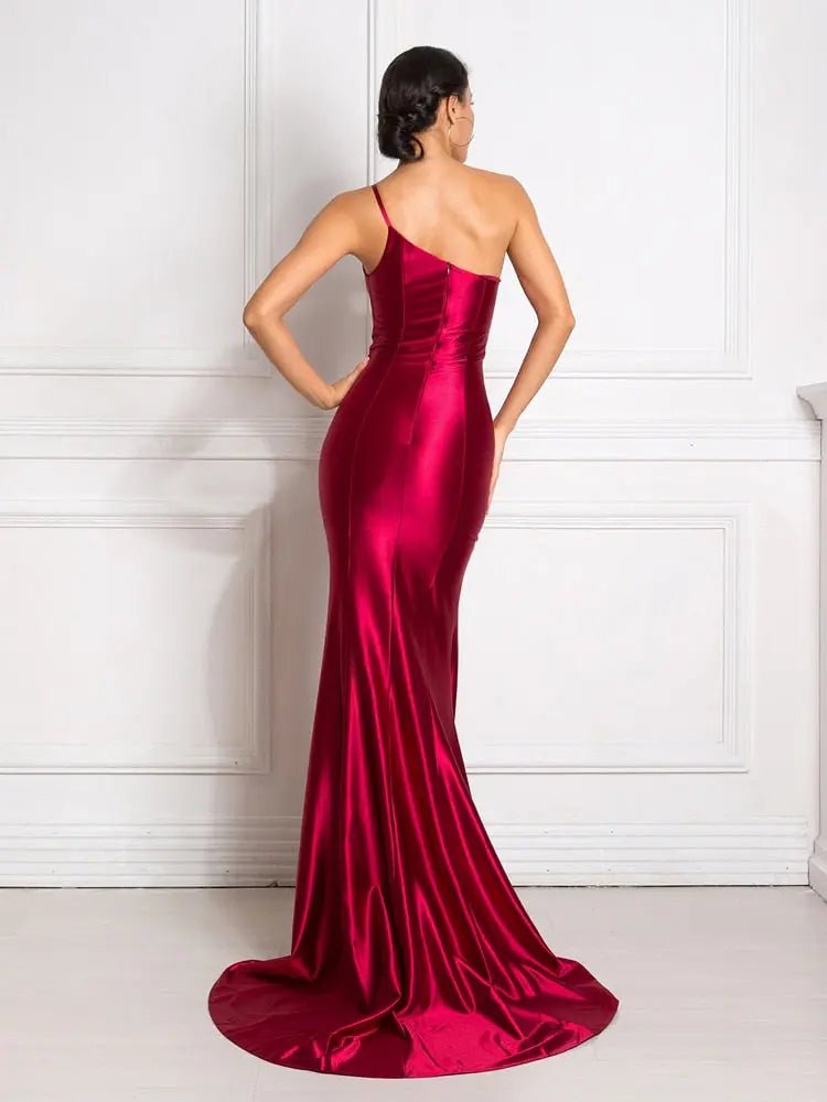 One Shoulder Side slit Maxi Dress - Mscooco.co.uk