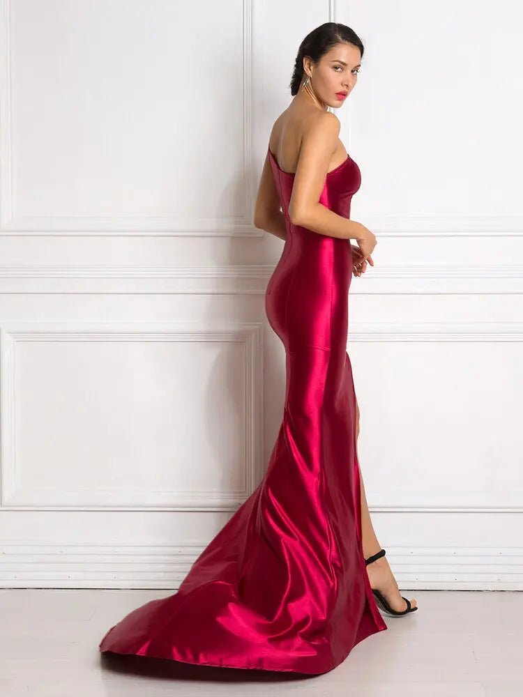 One Shoulder Side slit Maxi Dress - Mscooco.co.uk