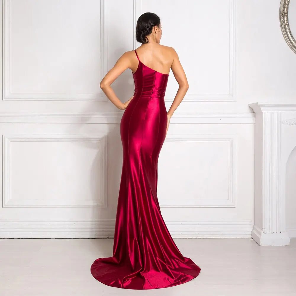 One Shoulder Side slit Maxi Dress - Mscooco.co.uk