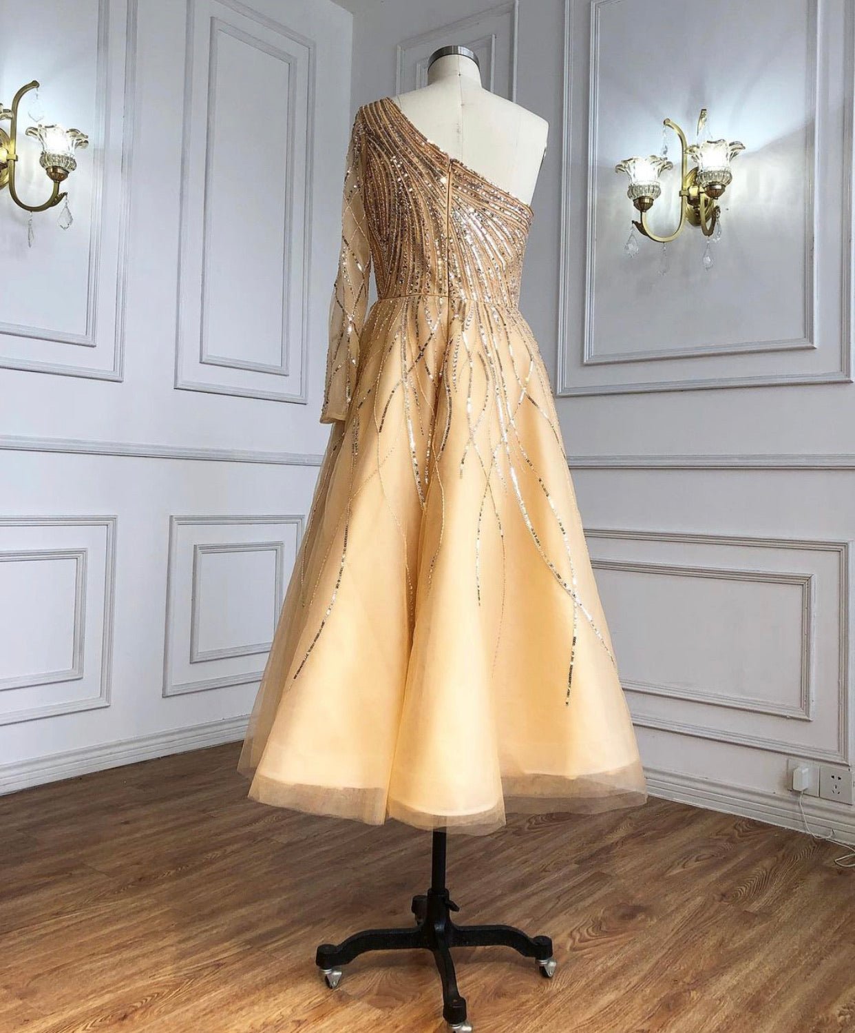 Paislee Luxury Long Sleeves Beading Evening Dress - Mscooco.co.uk