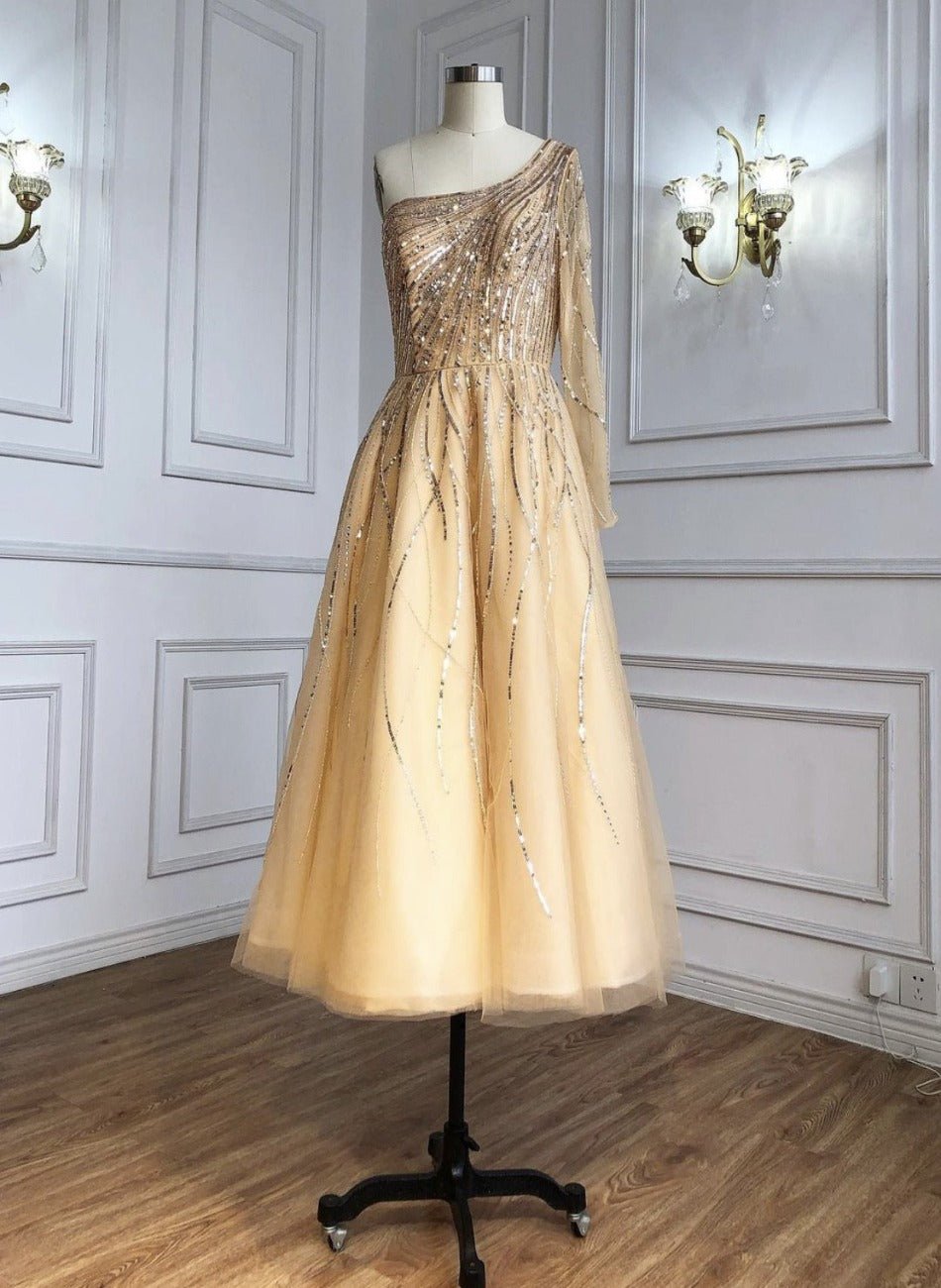 Paislee Luxury Long Sleeves Beading Evening Dress - Mscooco.co.uk