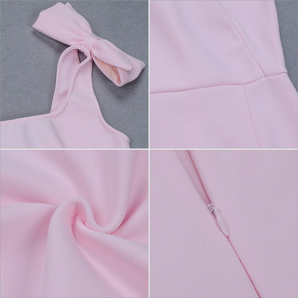 Pink Bow Bandage Spaghetti Strap Dress - Mscooco.co.uk