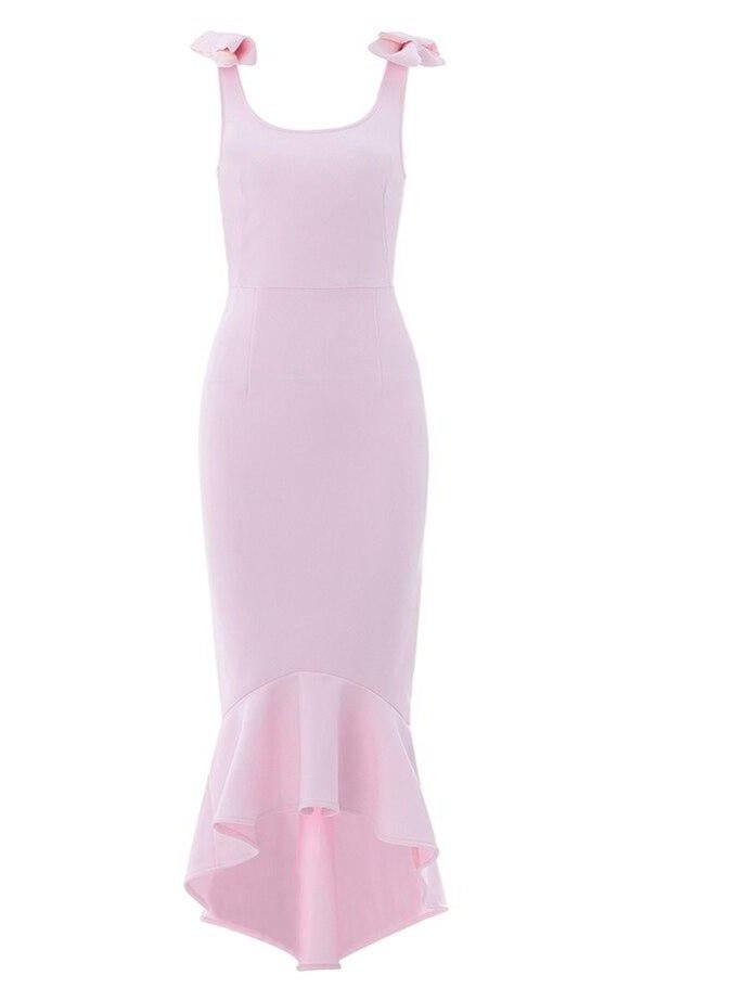 Pink Bow Bandage Spaghetti Strap Dress - Mscooco.co.uk