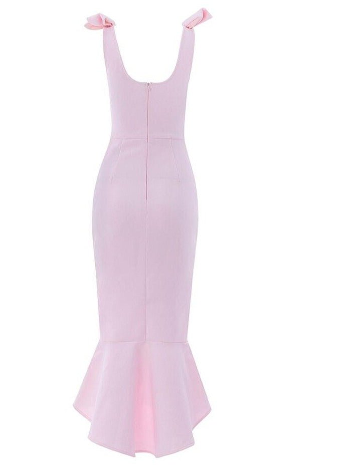 Pink Bow Bandage Spaghetti Strap Dress - Mscooco.co.uk