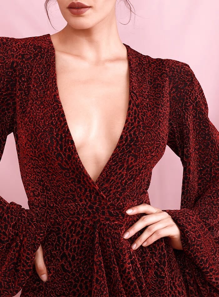 Red Leopard Print Elastic Party Mini Dress - Mscooco.co.uk