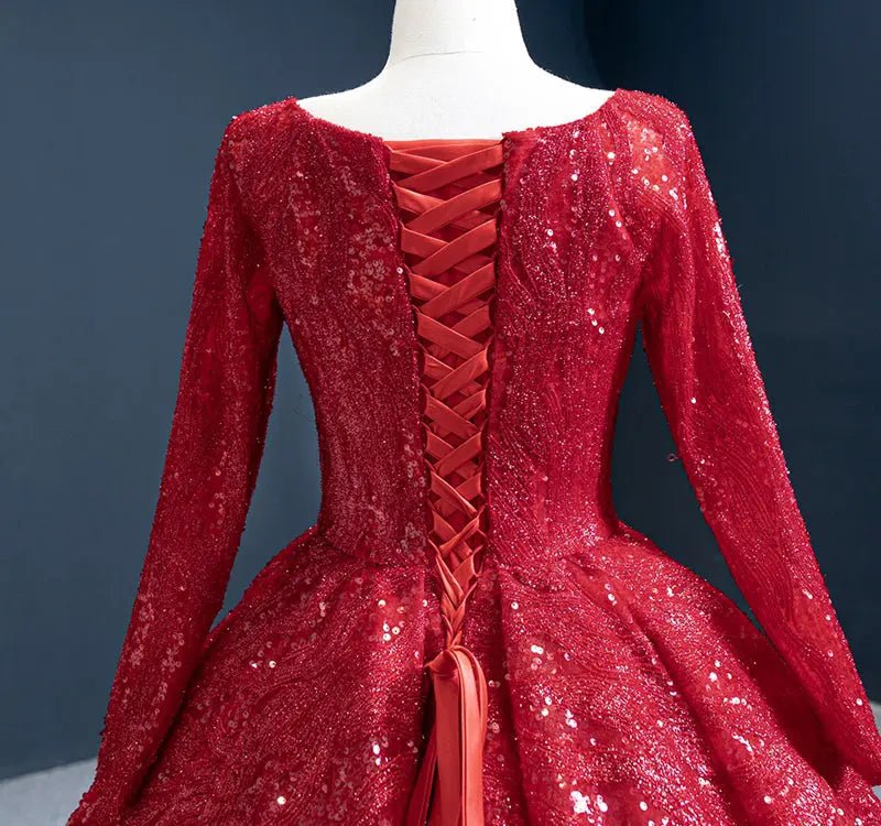 Red Luxury Ball Gown Wedding Dress - Mscooco.co.uk