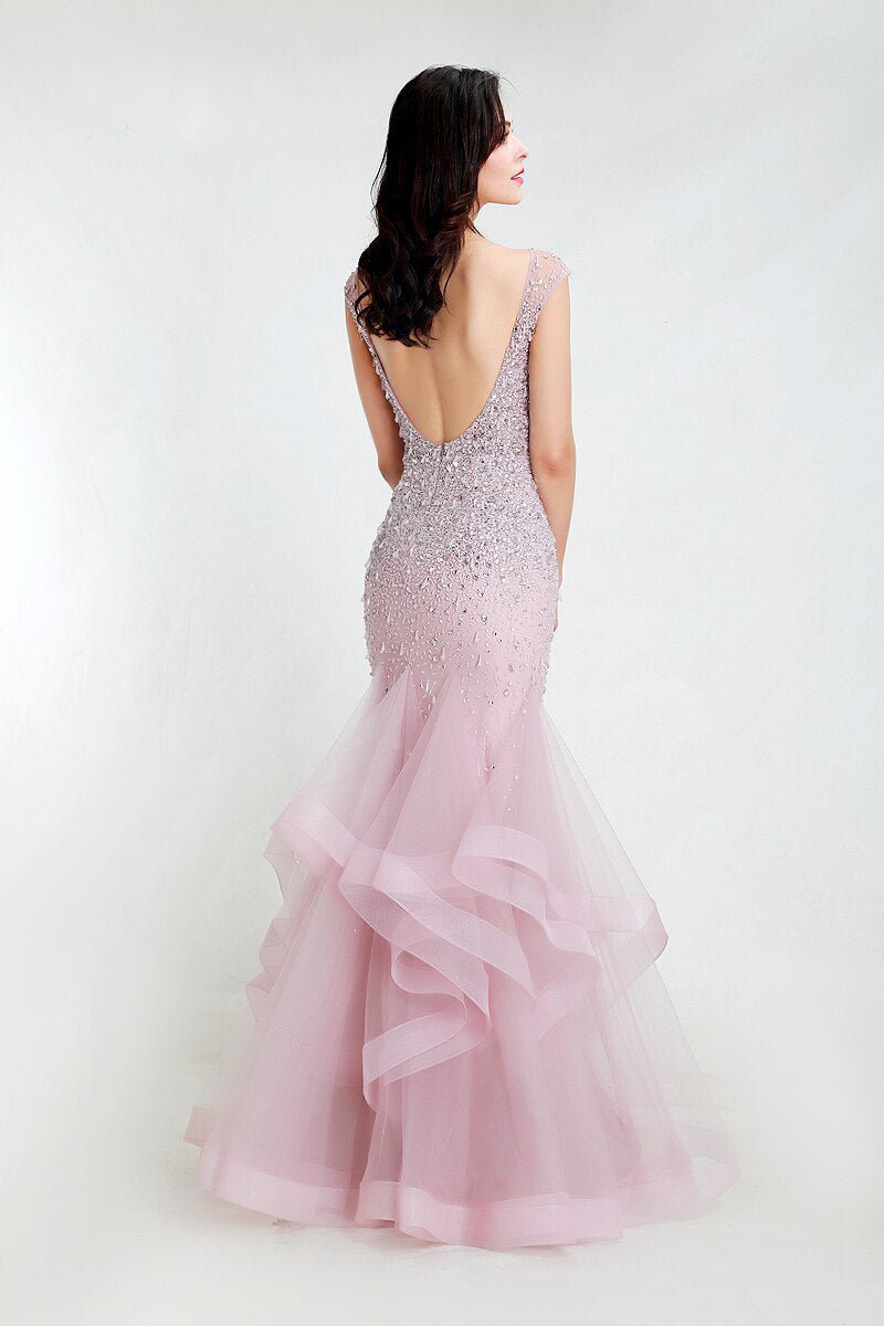 Rose - Pink Beaded Embellished Maxi Dress - Mscooco.co.uk