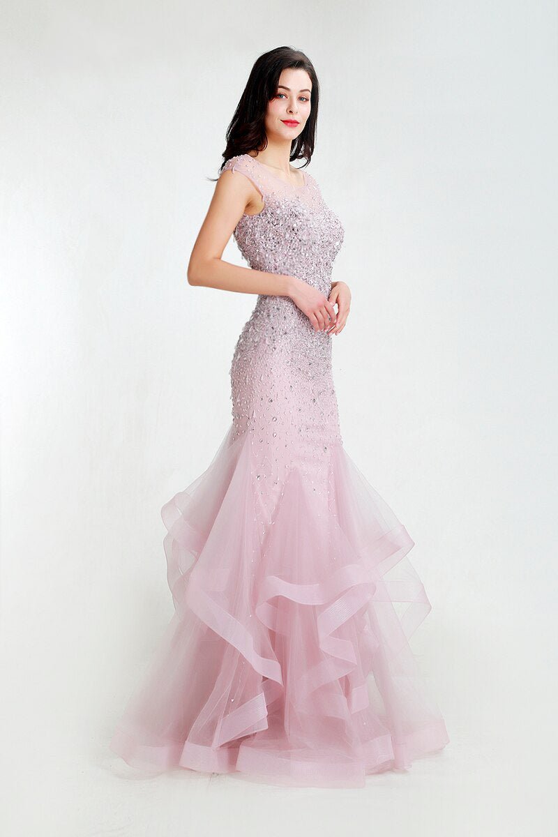 Rose - Pink Beaded Embellished Maxi Dress - Mscooco.co.uk