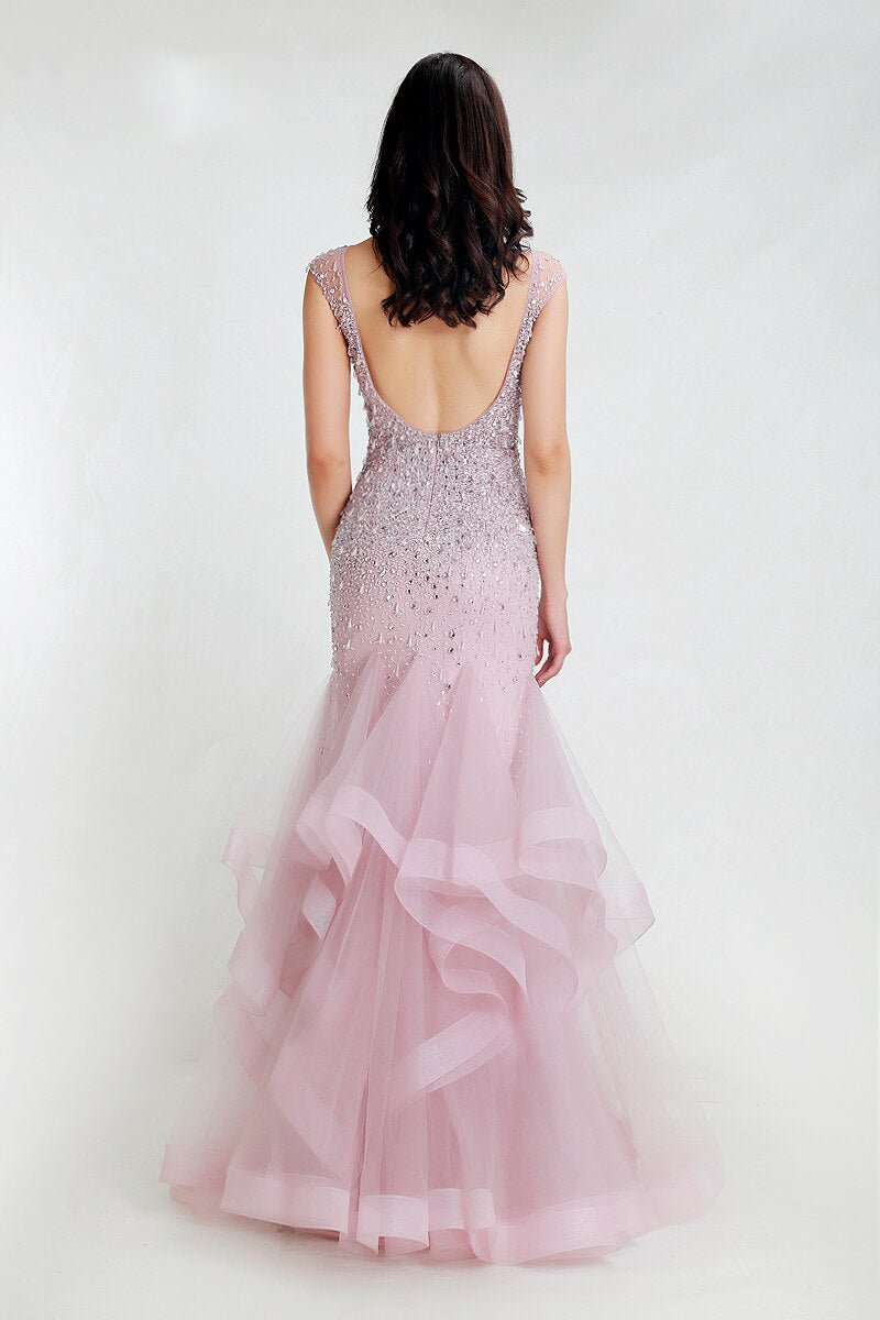 Rose - Pink Beaded Embellished Maxi Dress - Mscooco.co.uk