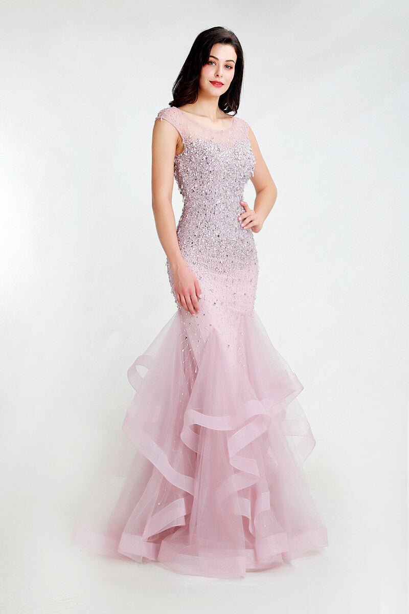Rose - Pink Beaded Embellished Maxi Dress - Mscooco.co.uk