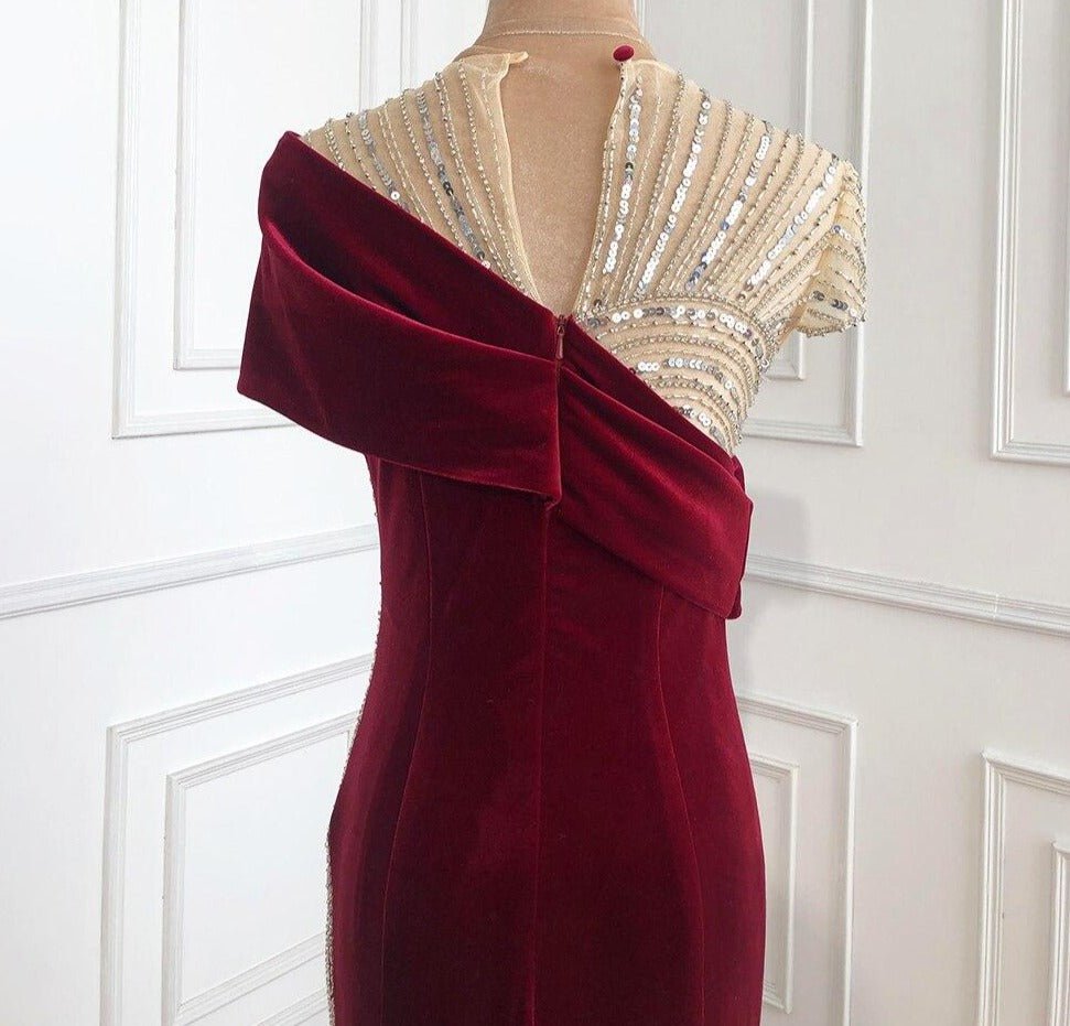 Sage Velvet Mermaid Evening Gown - Mscooco.co.uk