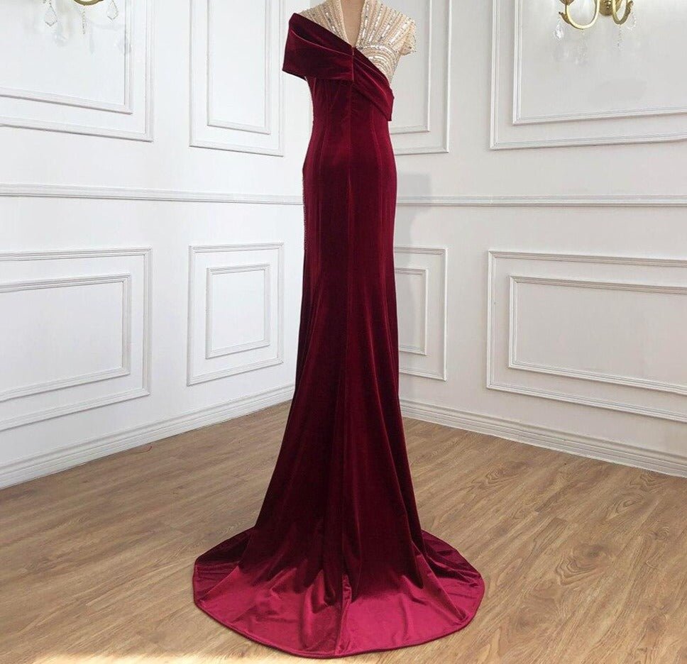 Sage Velvet Mermaid Evening Gown - Mscooco.co.uk