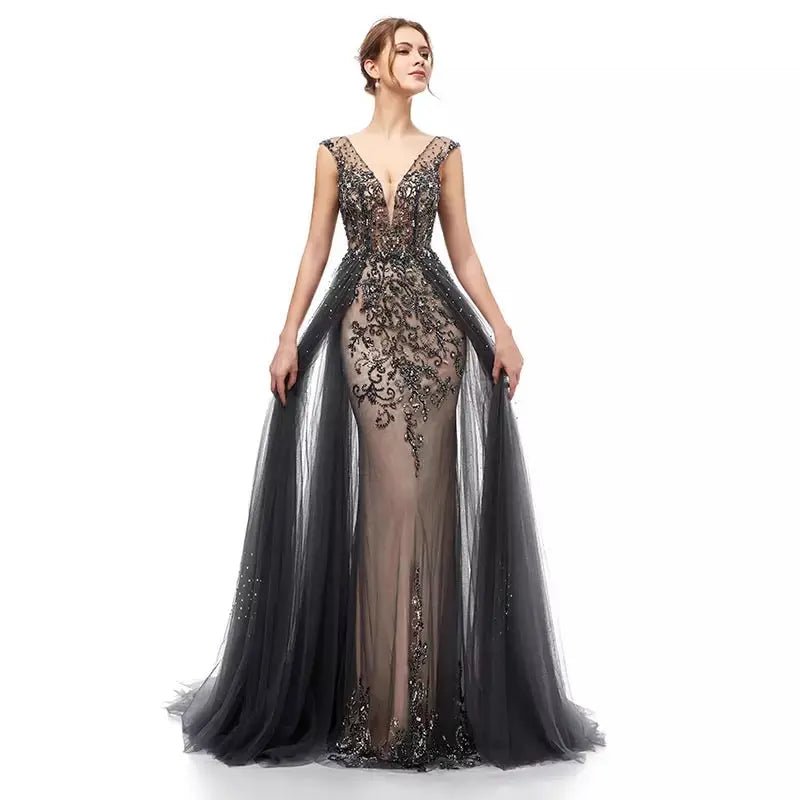 SARA - Elegant Beaded Embellished Gown - Mscooco.co.uk