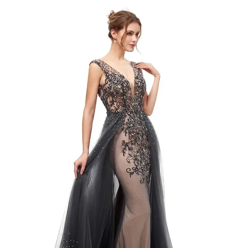 SARA - Elegant Beaded Embellished Gown - Mscooco.co.uk