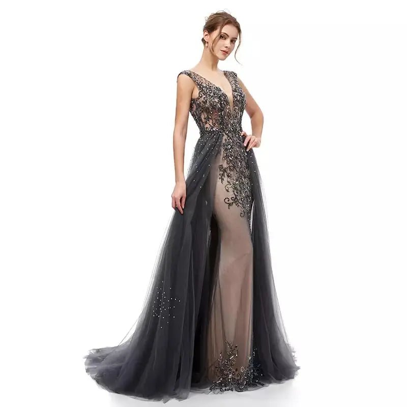 SARA - Elegant Beaded Embellished Gown - Mscooco.co.uk