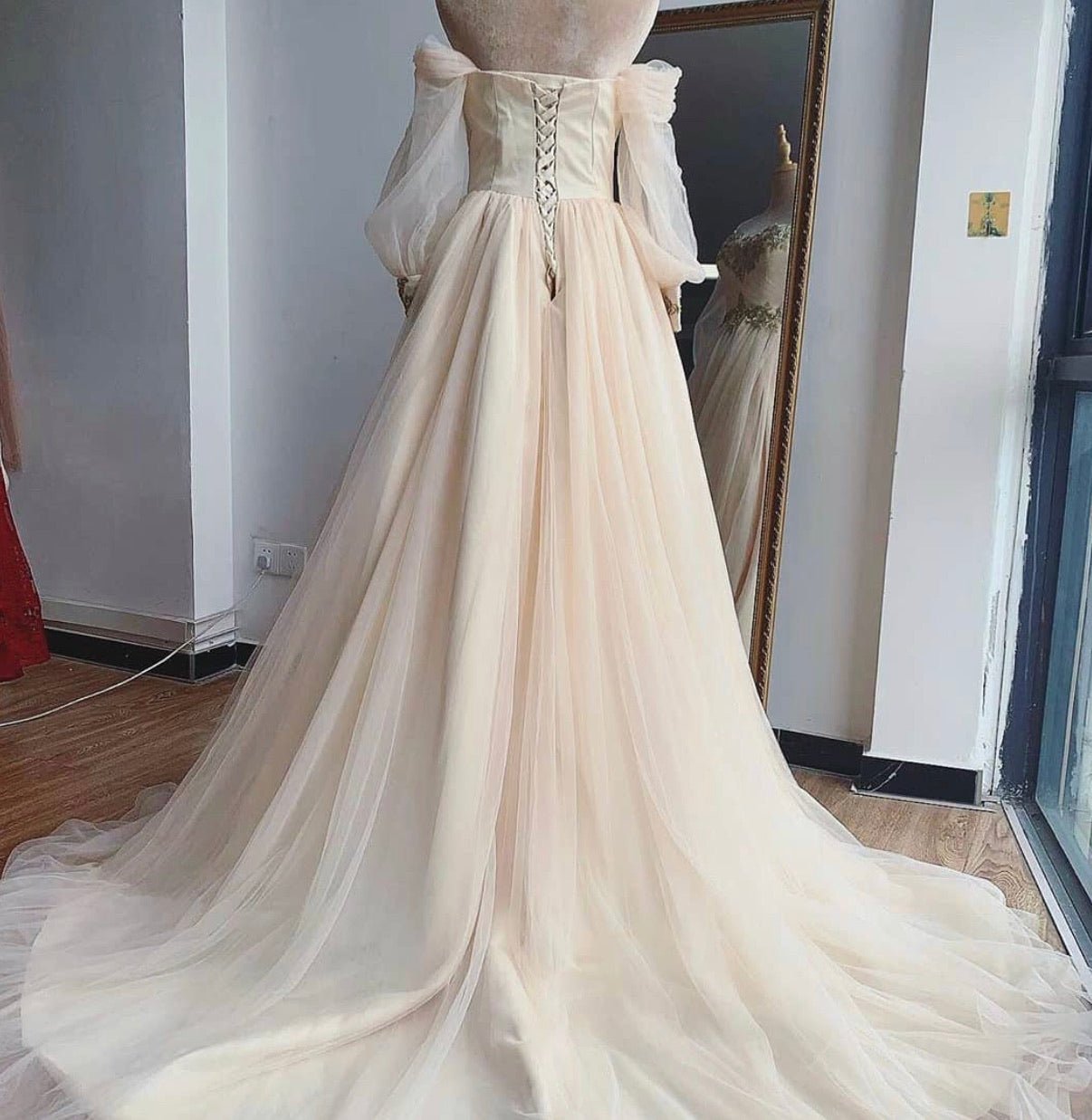 Sariah Off Shoulder Beading Sequins Gown - Mscooco.co.uk