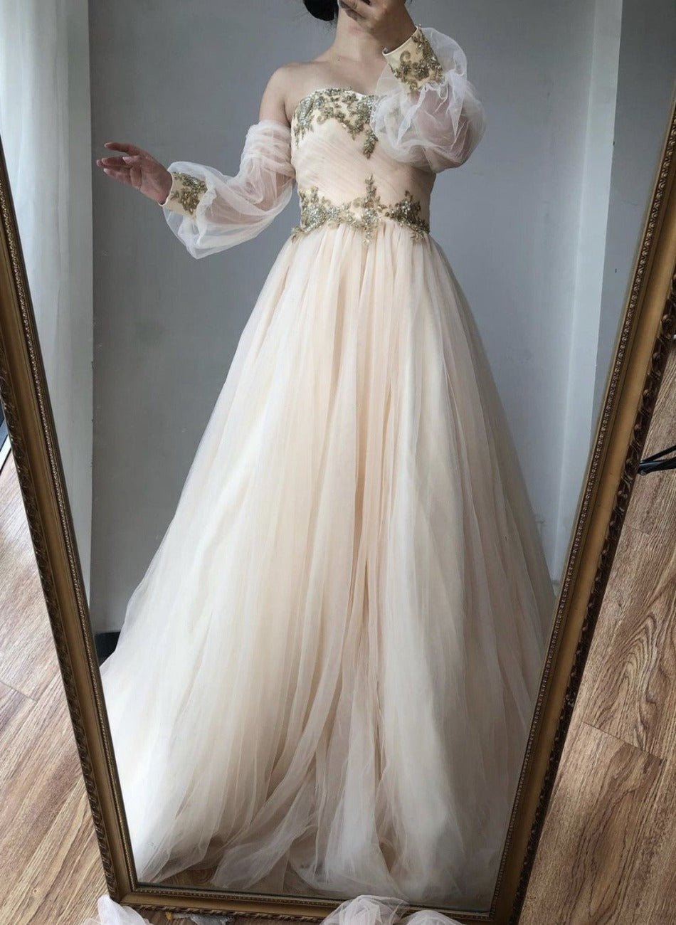 Sariah Off Shoulder Beading Sequins Gown - Mscooco.co.uk