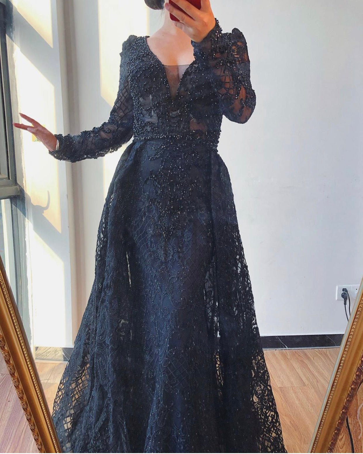 Serena Black Luxe Beading Embellished Evening Gown - Mscooco.co.uk
