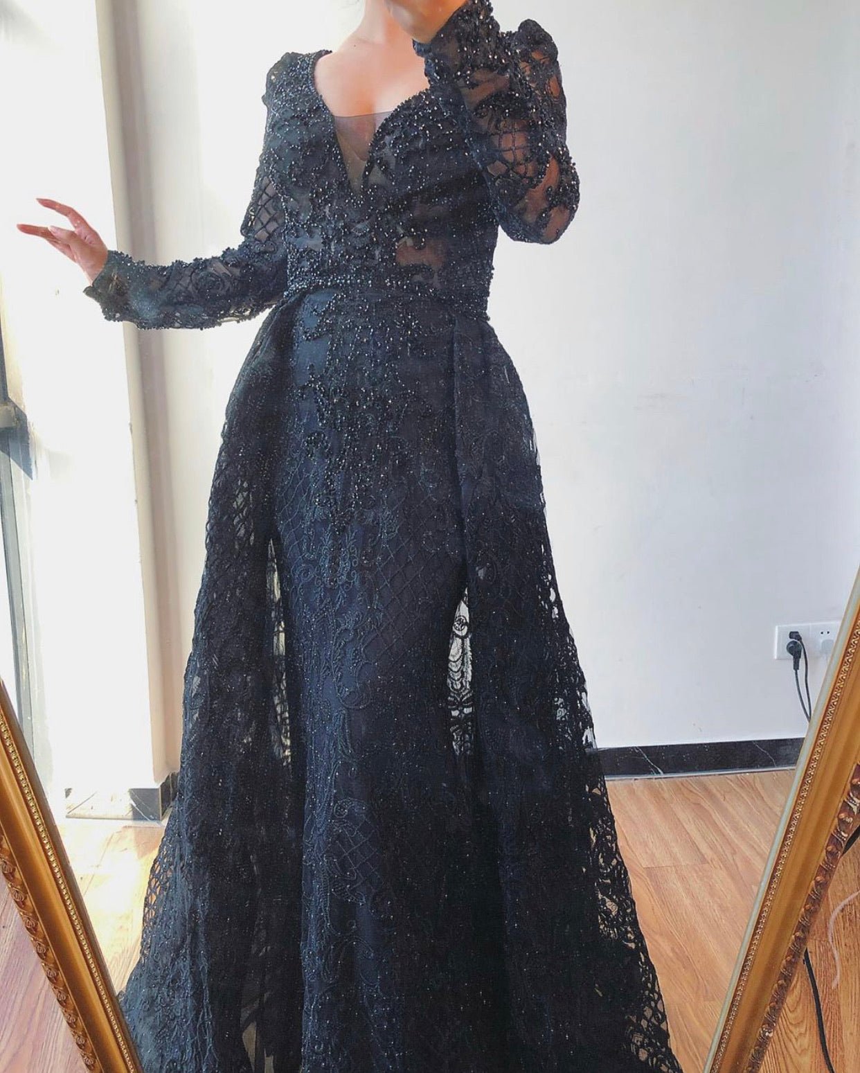 Serena Black Luxe Beading Embellished Evening Gown - Mscooco.co.uk