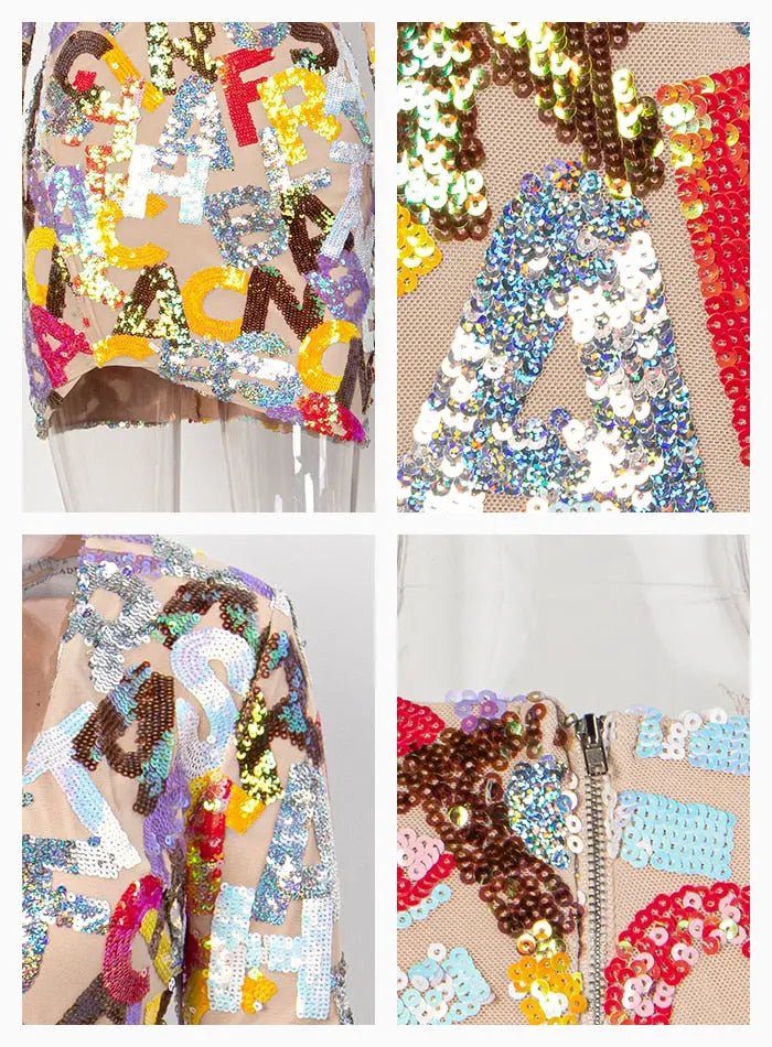 Sexy Sequins Bodycon Long-sleeve Mini Dress - Mscooco.co.uk